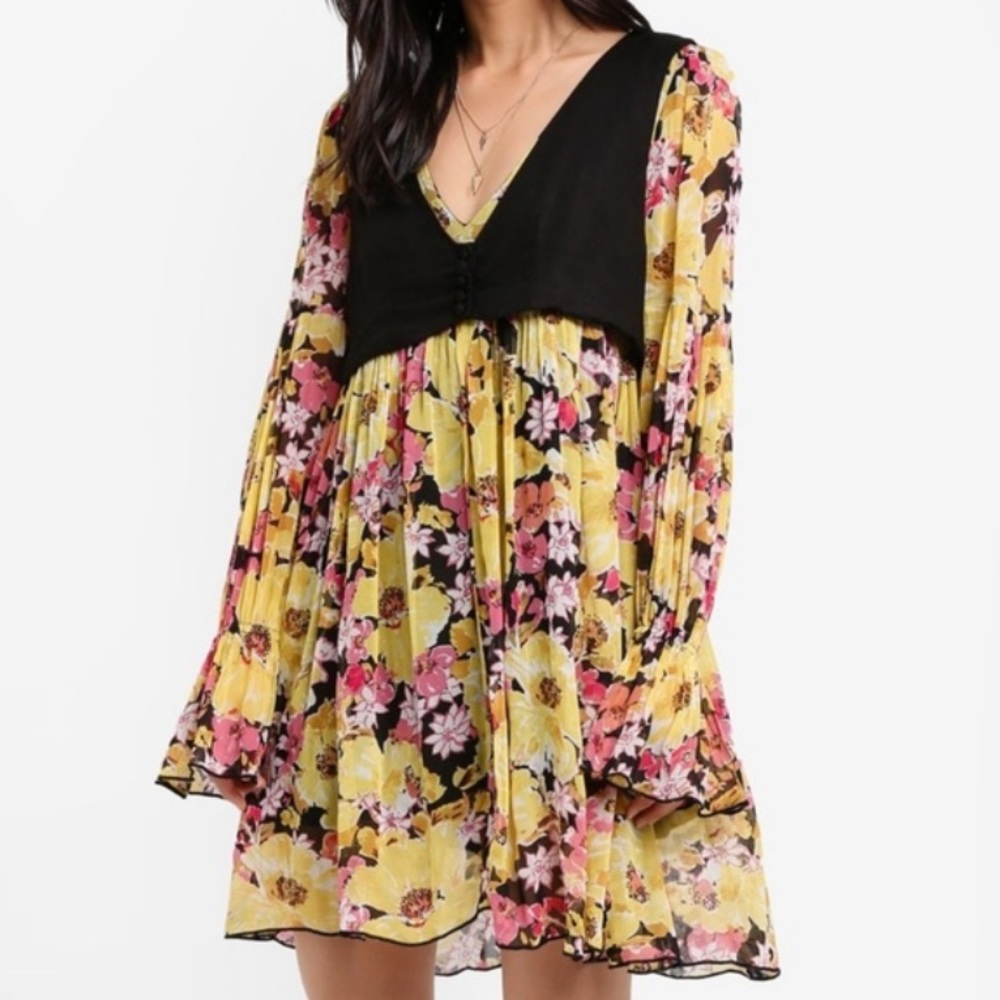 Free People Alice Vested Floral Boho Dress